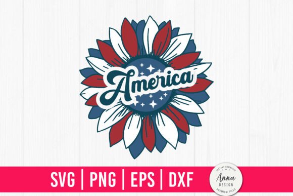America Sunflower Flag 4th of July SVG