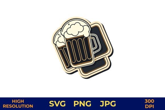 Beer Coaster Vector with Frothy Mug