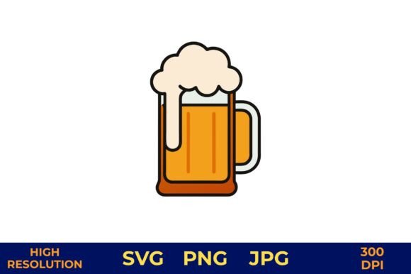 Beer Mug with Frothy Foam Vector Art