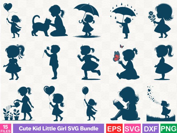 Cute Kid Little Girl SVG Bundle