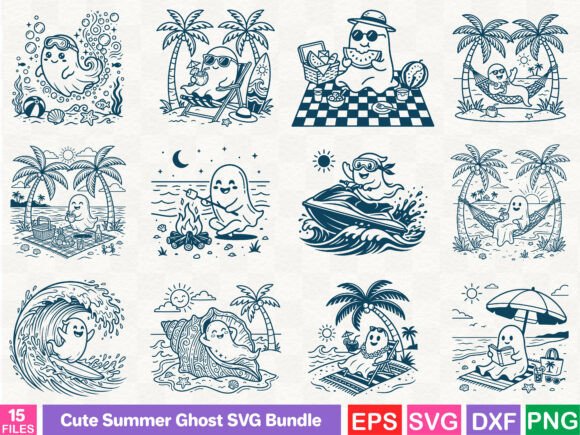 Cute Summer Ghost SVG Bundle