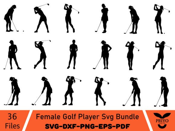 Female Golf Player Svg Bundle