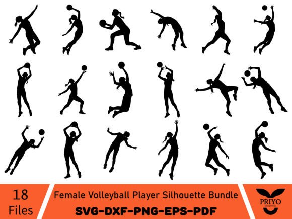 Female Volleyball Player Silhouette Svg