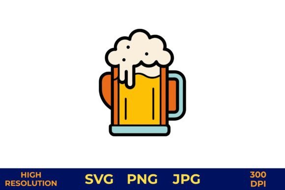 Frothy Beer Mug Vector Illustration