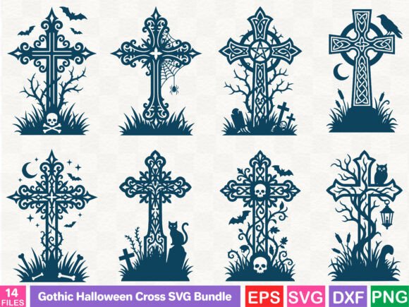 Gothic Halloween Cross SVG Bundle