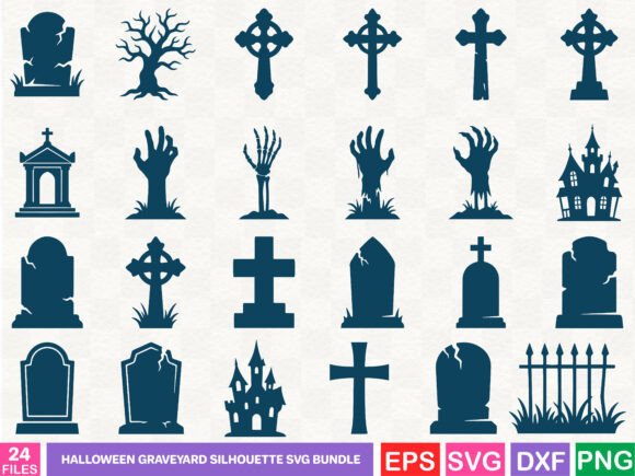 Halloween Graveyard Silhouette SVG Bundle