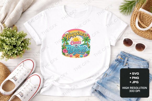 Happiness Comes in Waves SVG Design
