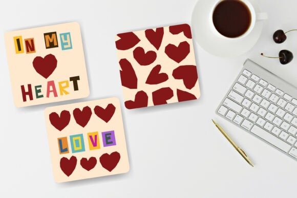Hearts Square Mug Coasters Valentine’s