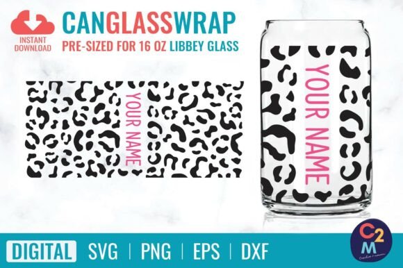Leopard Personal Libbey Glass 16oz SVG