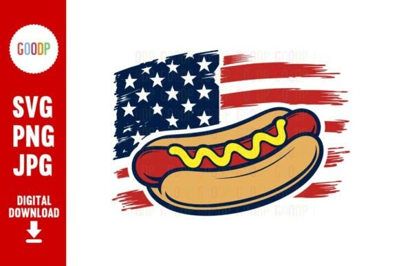 Patriotic Hot Dog USA Flag SVG
