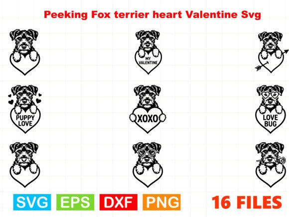 Peeking Fox Terrier Heart Valentine Svg