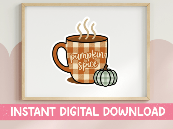 Pumpkin Spice Plaid Mug Fall Drink Art