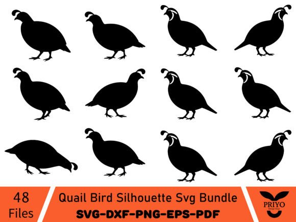 Quail Bird Silhouette Svg Bundle