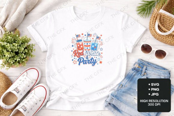 Red White Party 4th of July SVG Design