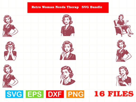 Retro Woman Needs Therapy SVG Bundle