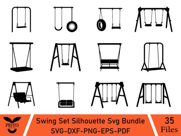 Swing Set Silhouette SVG Bundle