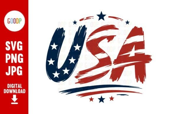 USA Patriotic Brush Letters SVG