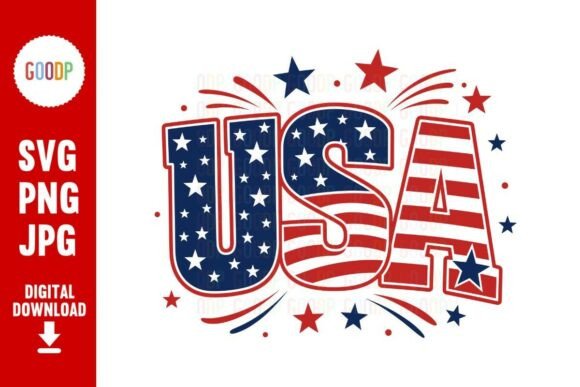 USA Patriotic Flag Letters SVG