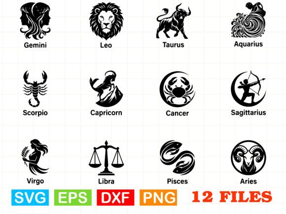 Zodiac SVG Bundle Astrology Signs Bundle
